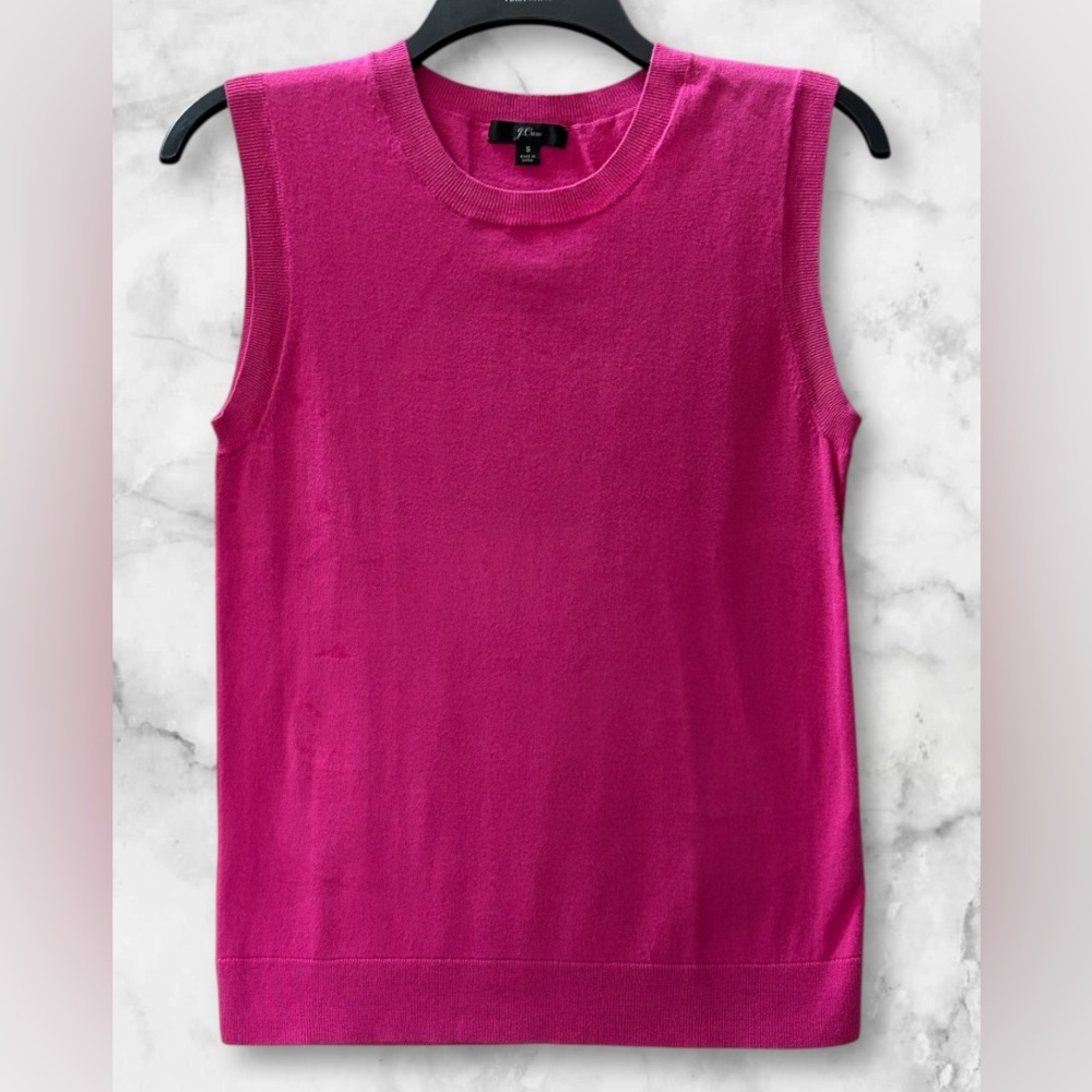 J. Crew Barbie Core Magenta Pink Knit Sleeveless Sweater Tank Top Size S - Picture 2 of 10